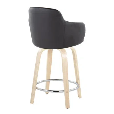 Lumisource Boyne 24" Fixed-height Counter Stool In Natural Wood & Black In Brown