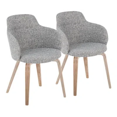 Lumisource Boyne Contemporary Dining/accent Chair In Whitewashed Wood And Cream Noise Fabric - Set Of 2 In Gray