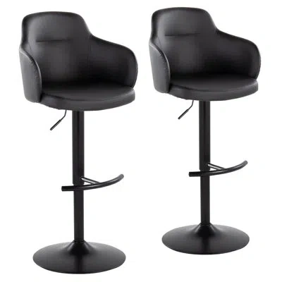 Lumisource Boyne Swivel Adjustable Height Stool In Black,black
