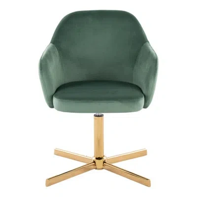 Lumisource Braylee Swivel Accent Chair In Green Velvet,gold