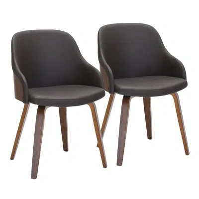 Lumisource Brighton Upholstered Armchairs With Bent Wood Legs In Brown