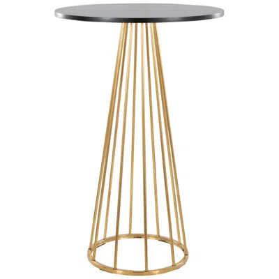 Lumisource Canary Bar Table In Gold Metal And Black Wood By