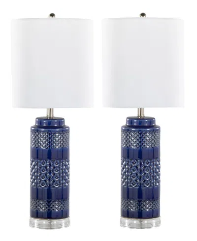 Lumisource Casa 21" Ceramic Table Lamp, Set Of 2 In Navy,white