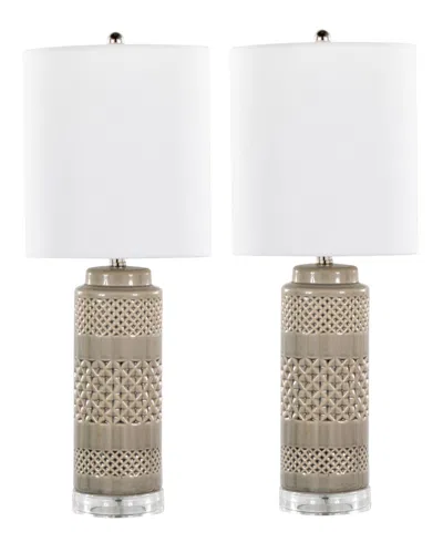 Lumisource Casa 21" Ceramic Table Lamp, Set Of 2 In Opal Gray,white