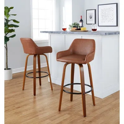 Lumisource Cassiopeia Fixed-height Bar & Counter Stool With Bent Wood Legs In Camel,walnut