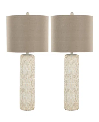 Lumisource Charlotte 30" Polyresin Table Lamp, Set Of 2 In White,brown