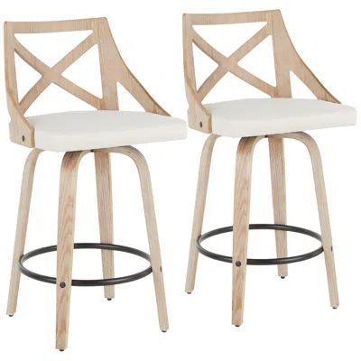 Lumisource Charlotte Counter Stool Cream Fabric By  Pair