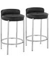 Lumisource Chloe Counter Stool Set Of 2 In Silver