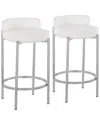 Lumisource Chloe Counter Stool Set Of 2 In Silver