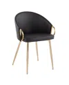 Lumisource Claire Contemporary Glam Chair Leather In Gold-tone Steel,black
