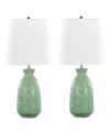 Lumisource Claudia 20" Ceramic Accent Lamp, Set Of 2 In Sage Green,white