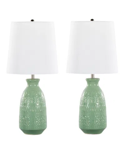 Lumisource Claudia 20" Ceramic Accent Lamp, Set Of 2 In Sage Green,white