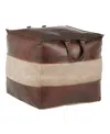 Lumisource Cobbler Industrial Pouf In Leather And Canvas By  In Espresso