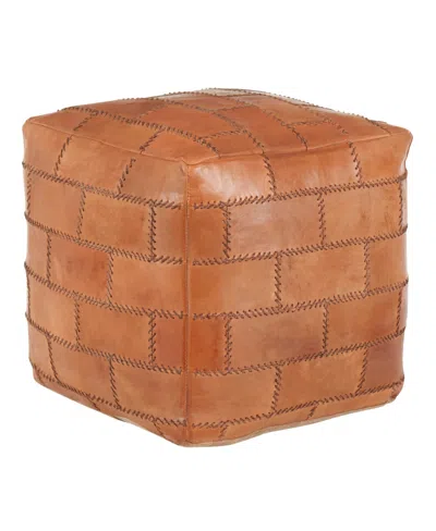 Lumisource Cobbler Industrial Pouf In Leather By  In Brown