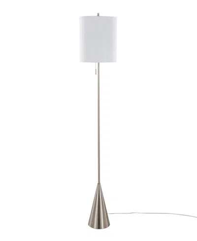 Lumisource Cone 64" Contemporary Metal Floor Lamp In Brushed Nickel,white Linen