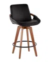 Lumisource Cosmo Counter Stool In Walnut And Black Pu By  In Black