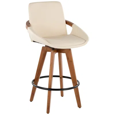 Lumisource Cosmo Counter Stool In Walnut And Cream Pu By