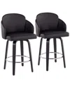 Lumisource Dahlia Set Of 2 Counter Stools In Black