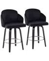 Lumisource Dahlia Set Of 2 Counter Stools In Black