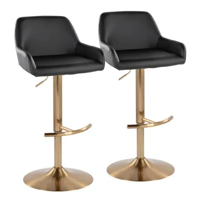 Lumisource Daniella Adjustable Barstool - Set Of 2 In Gold