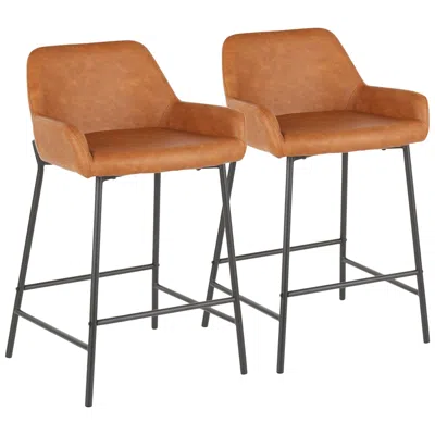 Lumisource Daniella Counter Stool In Camel Faux Leather By  Pair In Brown