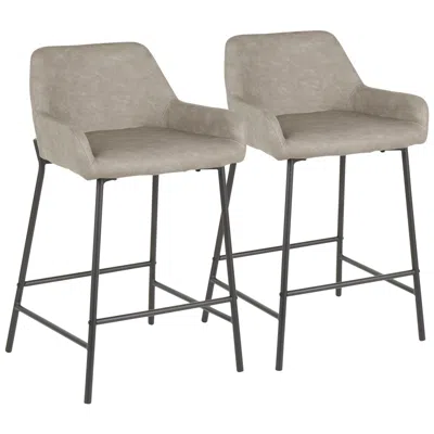 Lumisource Daniella Counter Stool In Grey Faux Leather By  Pair In Gray