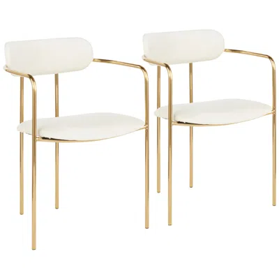 Lumisource Demi Contemporary Chair In Gold Metal And Cream Velvet By  Pair