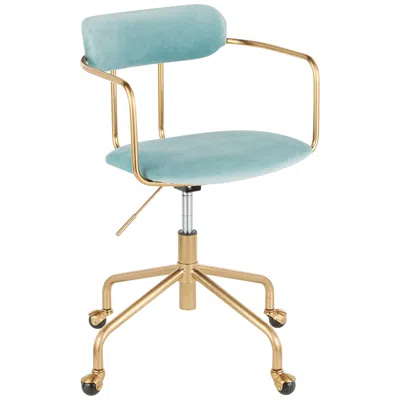 Lumisource Demi Light Blue Velvet Fabric Adjustable Swivel Office Chair