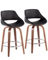 Lumisource Set Of 2 Fabrico Fixed-height Counter Stools In Brown