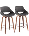 Lumisource Set Of 2 Fabrico Fixed-height Counter Stools In Brown