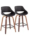 Lumisource Set Of 2 Fabrico Fixed-height Counter Stools In Brown