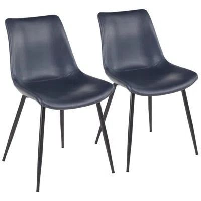 Lumisource Durango Dining Chair In Black With Vintage Blue Pu By  Pair
