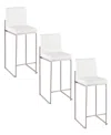Lumisource Fabric Fuji Contemporary High Back Counter Stool, Set Of 3