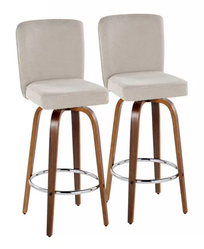 Lumisource Fabric Henry Contemporary Fixed-height Counter Stool, Set Of 2 In Brown