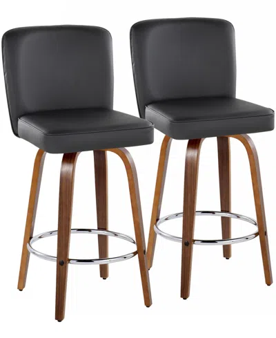 Lumisource Fabric Henry Contemporary Fixed-height Counter Stool, Set Of 2 In Black