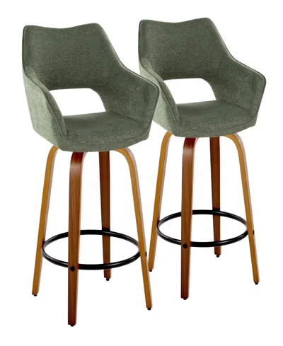 Lumisource Fabric Mustang Contemporary Fixed-height Counter Stool, Set Of 2 In Green