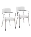 Lumisource Fabric Savannah Contemporary Dining Chair, Set Of 2 In White