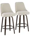 Lumisource Fabric Studded Marcel Transitional Fixed-height Counter Stool, Set Of 2