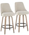 Lumisource Fabric Studded Marcel Transitional Fixed-height Counter Stool, Set Of 2