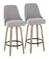 Lumisource Fabric Studded Marcel Transitional Fixed-height Counter Stool, Set Of 2