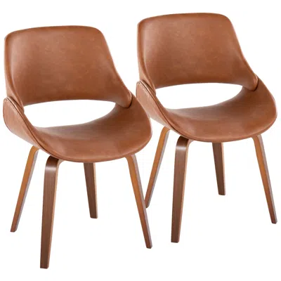 Lumisource Fabrico Dining/accent Chair In Walnut And Camel Pu By  Pair