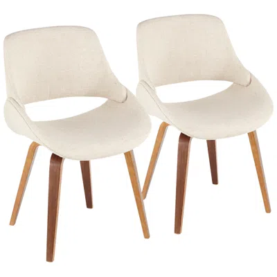 Lumisource Fabrico Dining/accent Chair Walnut Cream Noise Fabric By  Pair
