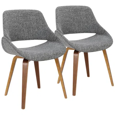 Lumisource Fabrico Dining/accent Chair Walnut Grey Noise Fabric By  Pair