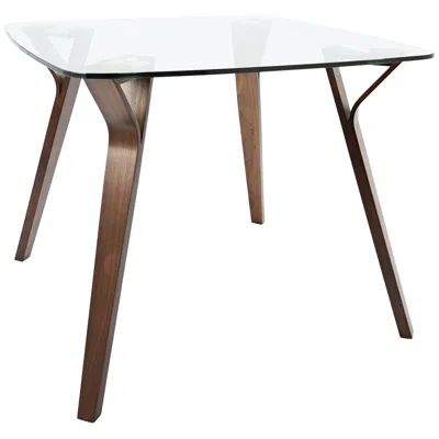 Lumisource Folia 38 1/2" Wide Clear Glass And Walnut Wood Dining Table