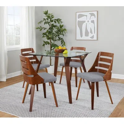 Lumisource Folia-trevi Square Dining Set - 5 Piece In Clear,walnut