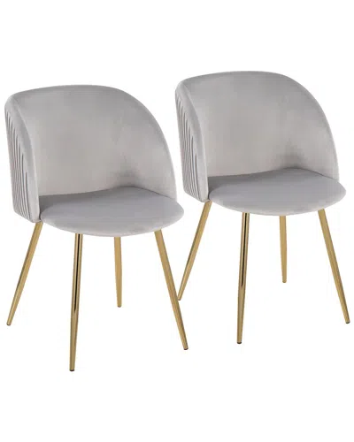 Lumisource Fran Pleated Chair Set Of 2 In Gold
