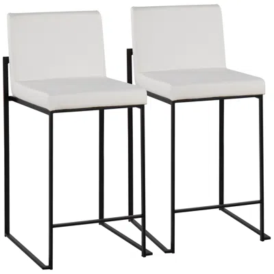 Lumisource Fuji 26" Black And White Faux Leather Counter Stools Set Of 2