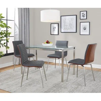 Lumisource Fuji-mason 4 - Person Dining Set In Gray