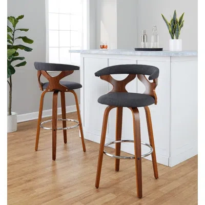 Lumisource Gardenia Swivel 29.25" Bar Stool In Charcoal