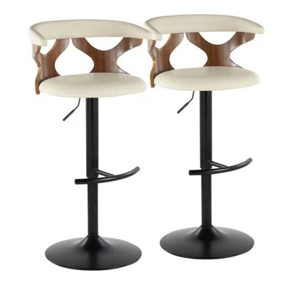 Lumisource Gardenia Swivel Adjustable Height Stool In Black,walnut,cream